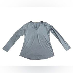 Ouges Women's Blue Quarter-Button Long Sleeve Top Size Large